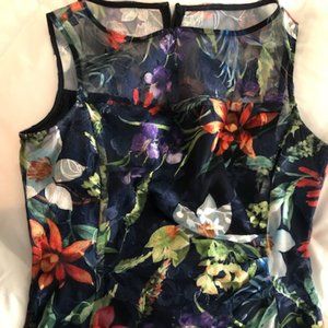 Tahari short dress. Floral and navy color. Size 10 Petite